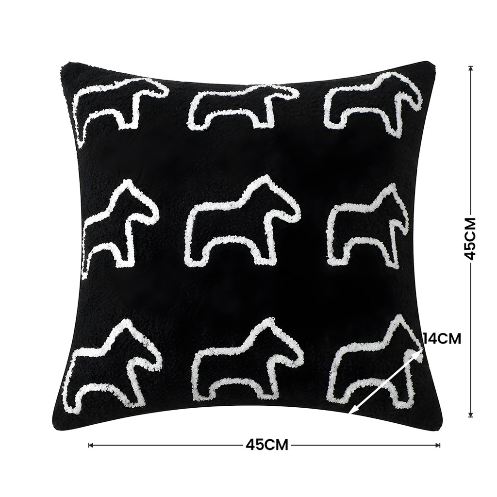 45cm Throw Pillow Black Teddy Fleece Square