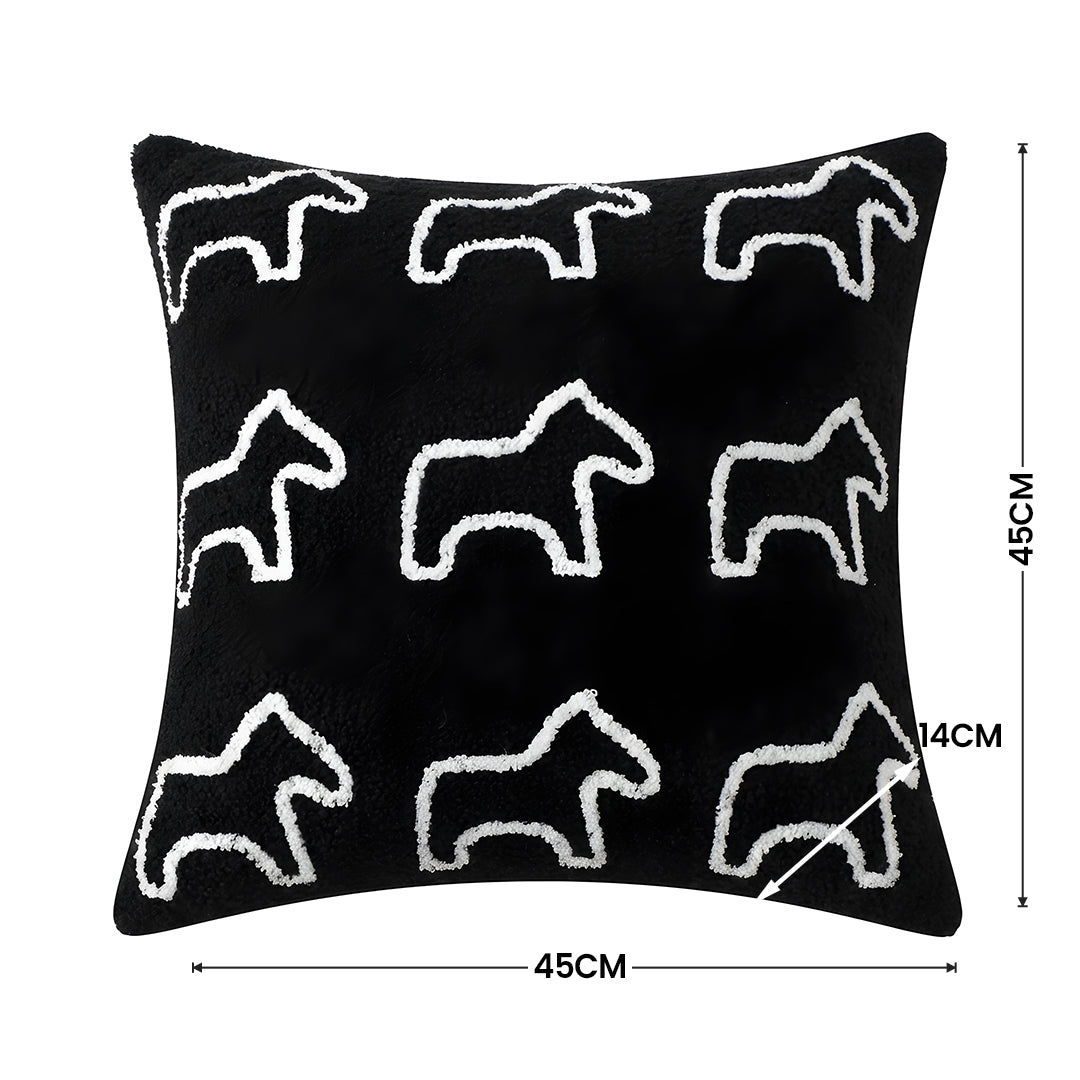 45cm Throw Pillow Black Teddy Fleece Square