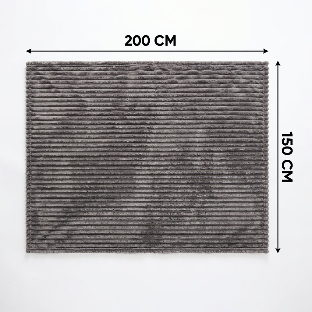 SOGA 150x200cm Grey Flannel Polyester Throw Blanket