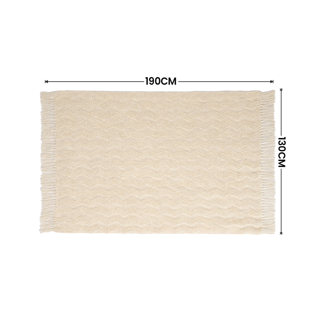 SOGA Cream Polyester Throw Blanket Soft Cozy Sofa Bed