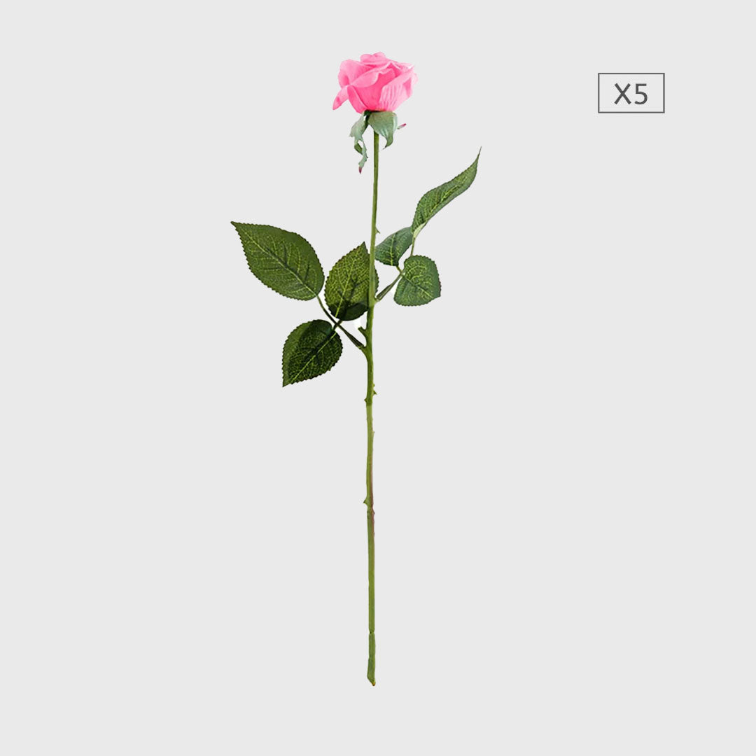 5pcs Artificial Silk Rose Pink