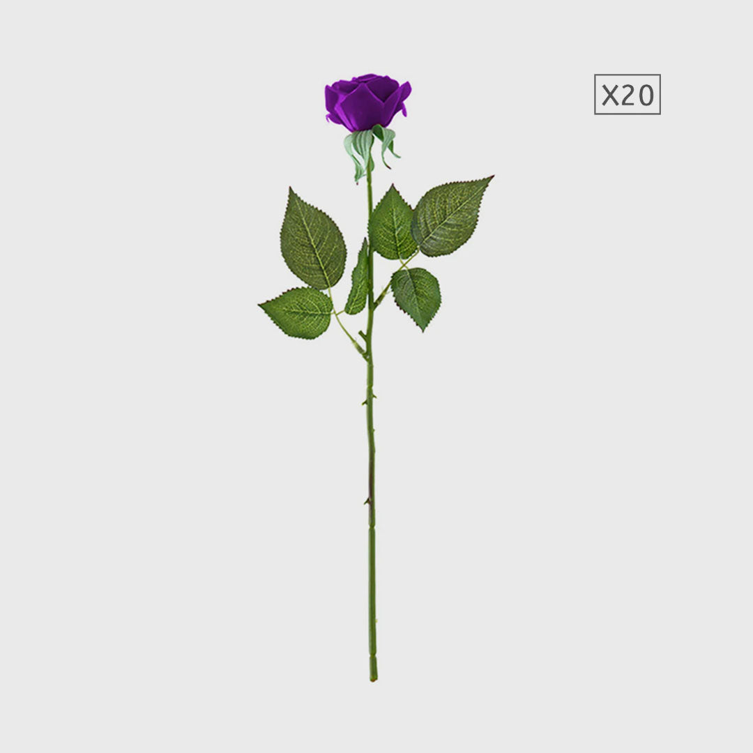 20pcs Artificial Silk Rose Purple