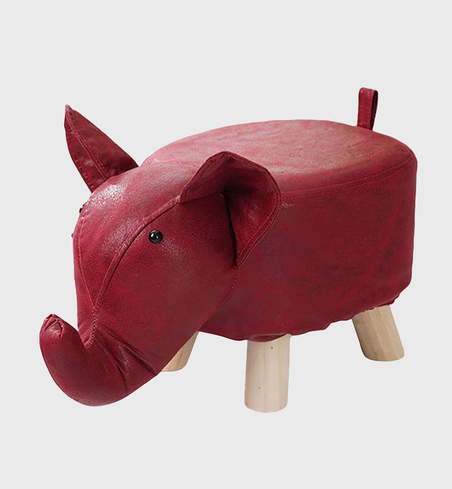 Red Kids Ottoman Stool Elephant Character Bench Seat