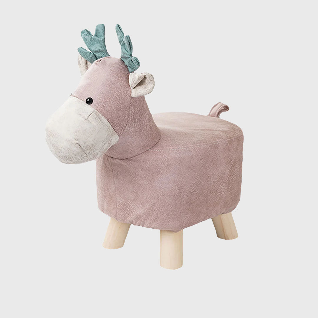 Pink Kids Ottoman Stool Deer Character Bench Seat