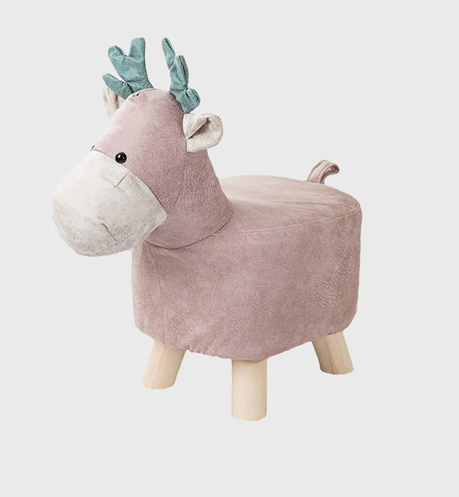 Pink Kids Ottoman Stool Deer Character Bench Seat