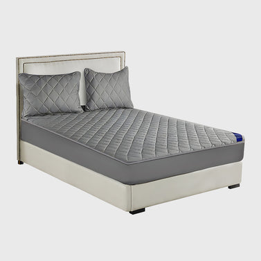 138cm Grey Wide Cross-Hatch Mattress Cover