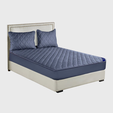 138cm Blue Wide Cross-Hatch Mattress Cover