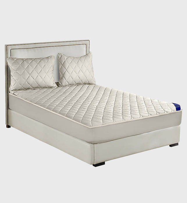 183cm White Wide Cross-Hatch Mattress Cover