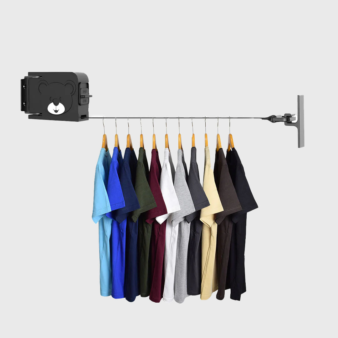 160mm Wall-Mounted Clothes Line Dry Rack Black