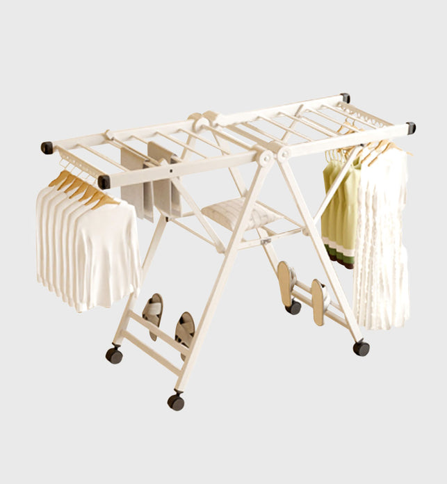 SOGA 140cm Portable Wing Shape Clothes Drying Rack Foldable Space-Saving Laundry Holder