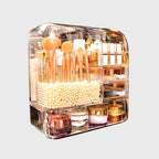 Transparent Cosmetic Storage Box with Pearls