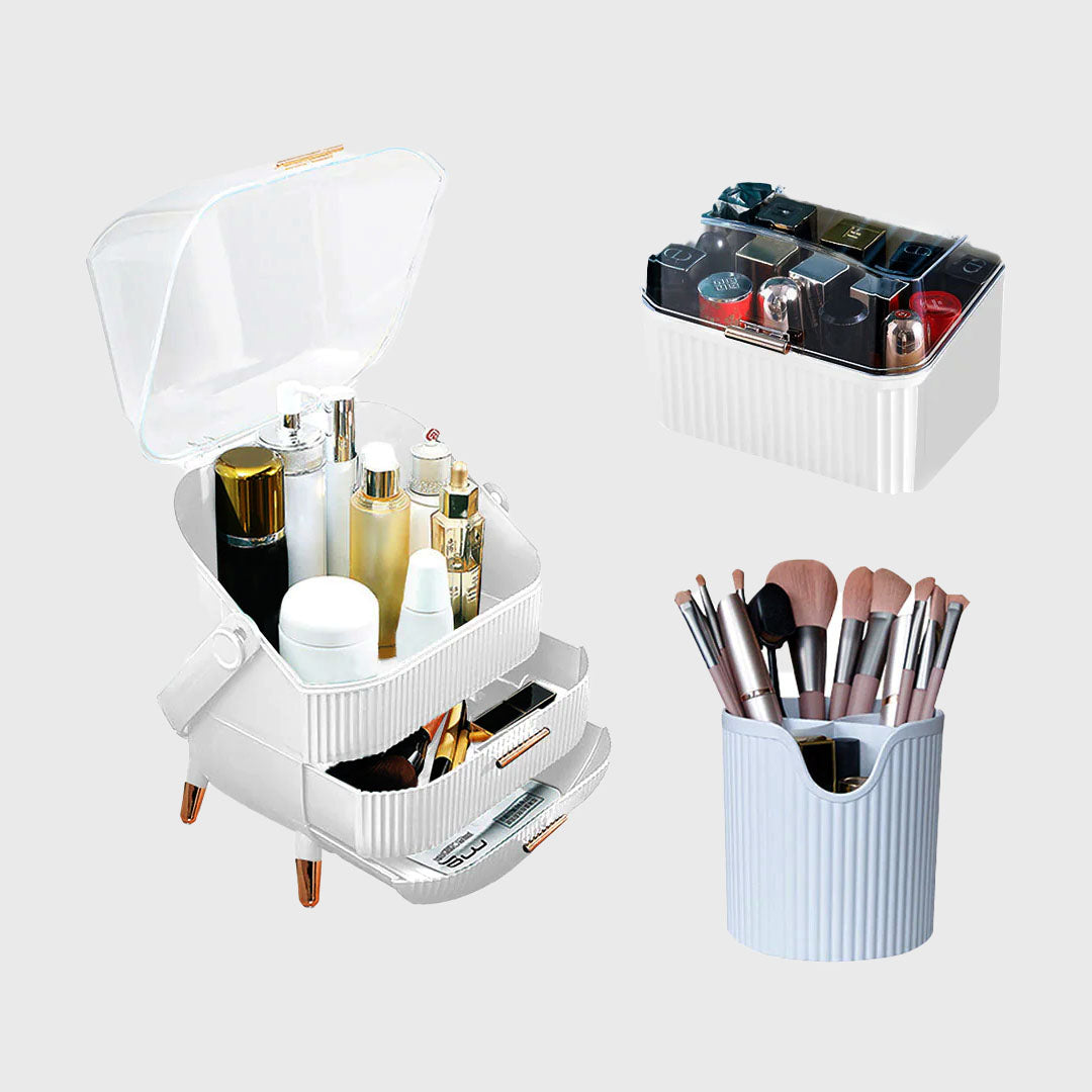 White Cosmetic Jewelry Storage Organiser Set