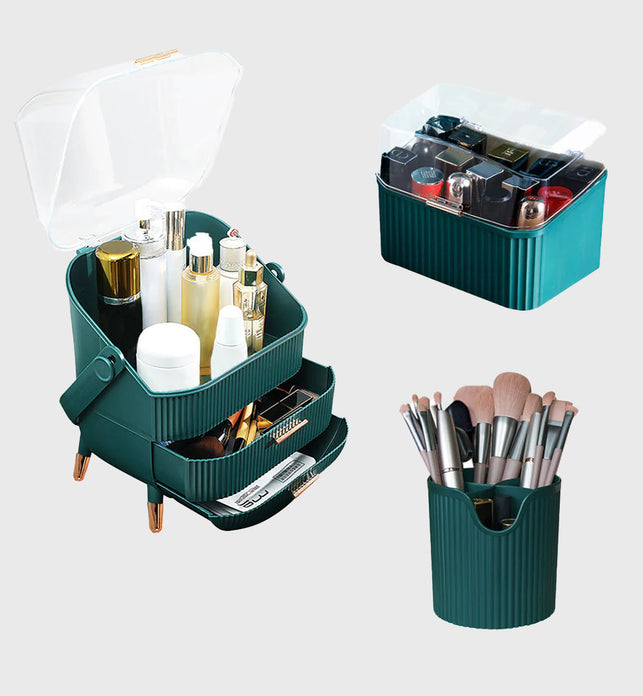 Green Cosmetic Jewelry Storage Organiser Set