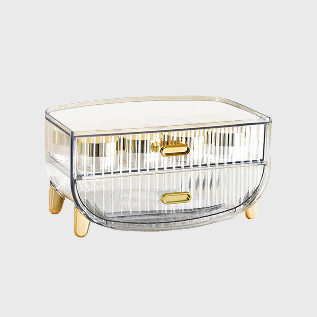 2 Tier Transparent Multifunctional Countertop Cosmetic Storage Organiser