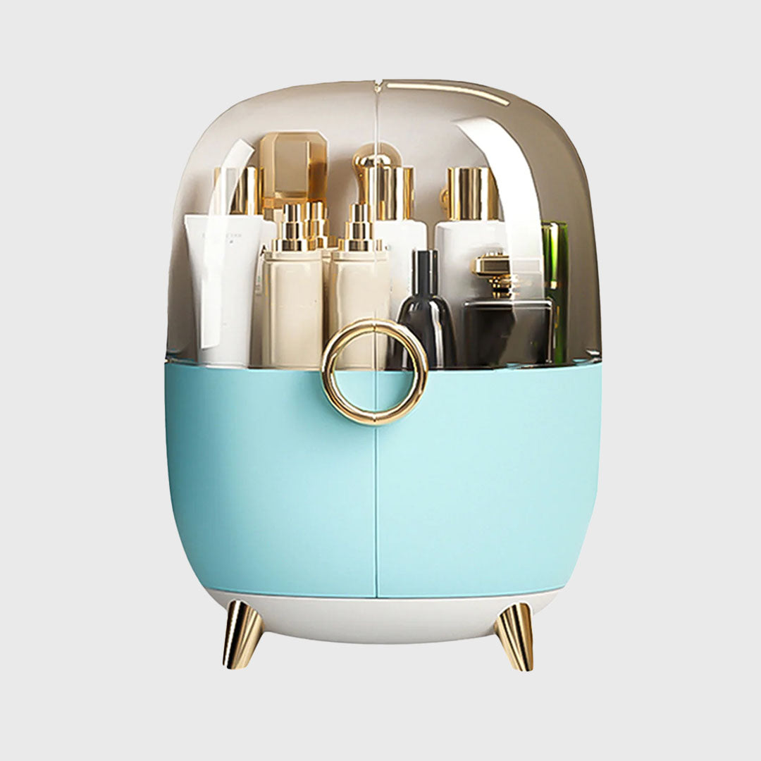Blue Transparent Countertop Cosmetic Storage
