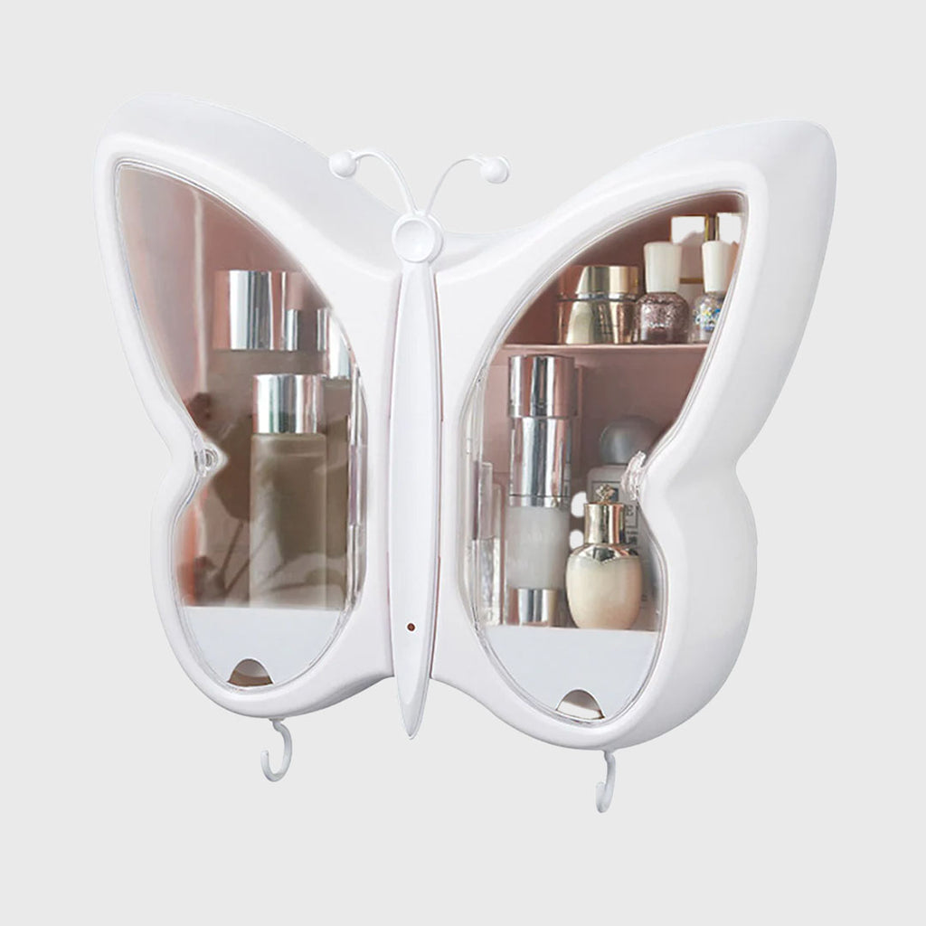 White Butterfly Shape Wall-Mounted Makeup Organiser