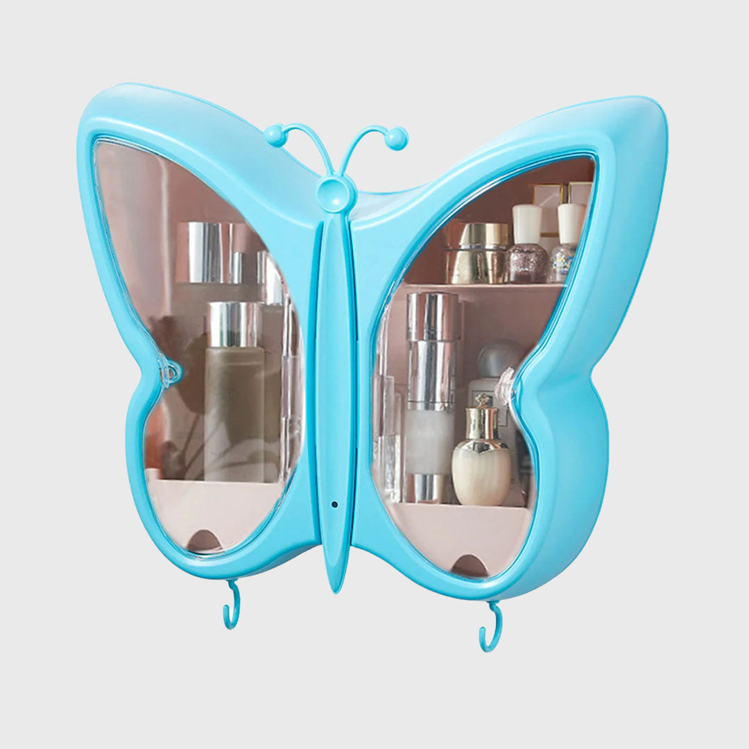 Blue Butterfly Shape Wall-Mounted Makeup Organiser