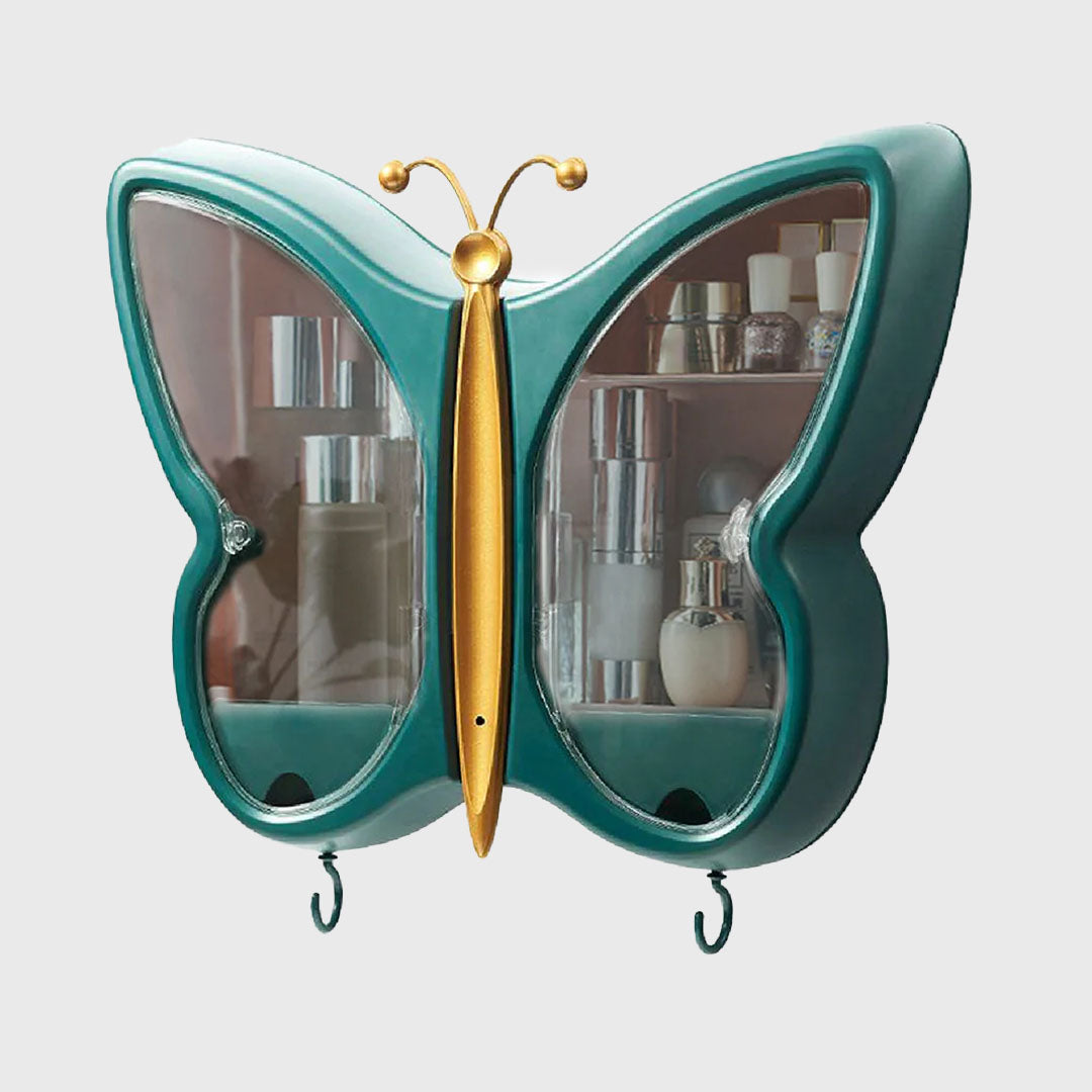 Green Butterfly Shape Wall-Mounted Makeup Organiser