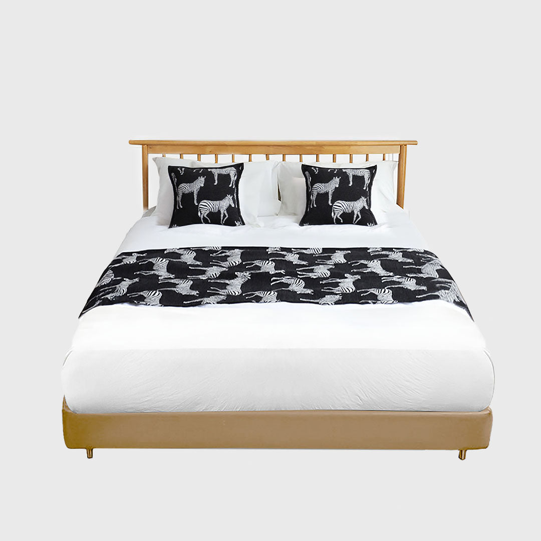 1.5m Bed Light Luxury Black Zebra Vintage Bed Scarf Runner Bedding Tail Pad Flag For Home Hotel Set of 3