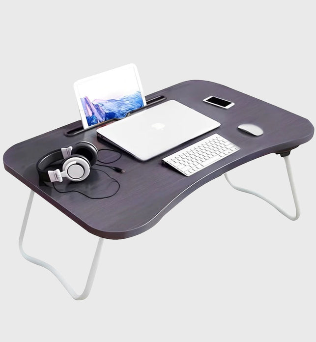 Black Foldable Study Bed Table Adjustable Portable Desk Stand With Notebook Holder