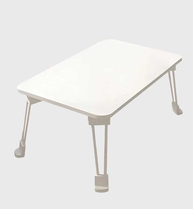 White Portable Bed Table With Cup-Holder