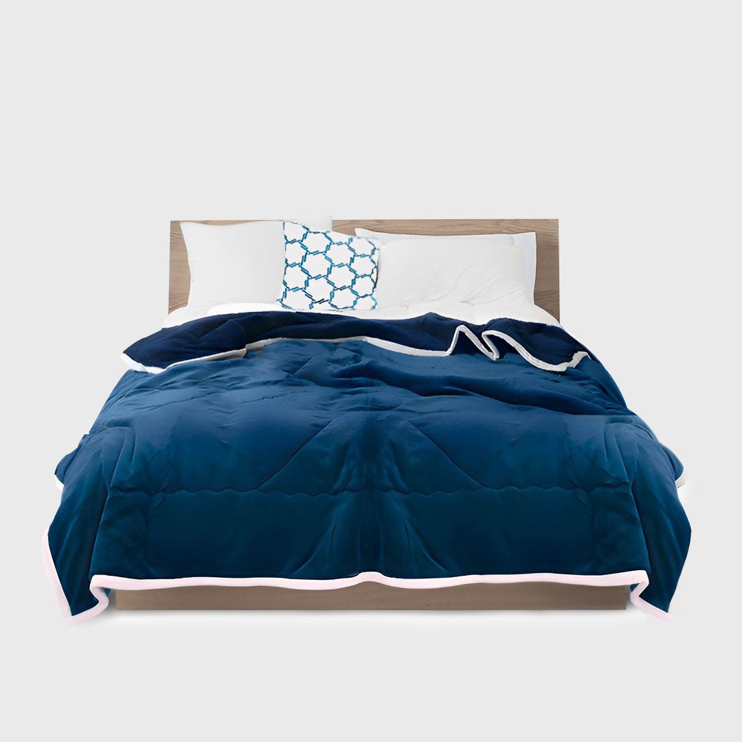 SOGA Navy Blue Throw Blanket Warm Cozy Double Sided Thick Flannel Coverlet