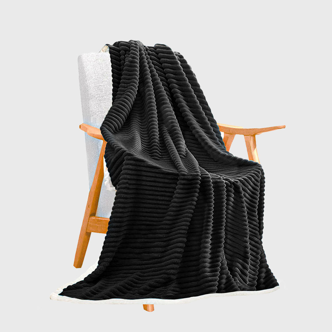 Black Throw Blanket Warm Cozy Double Sided Thick Flannel