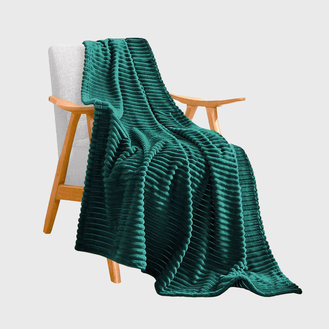 Dark Green Throw Blanket Warm Cozy Striped