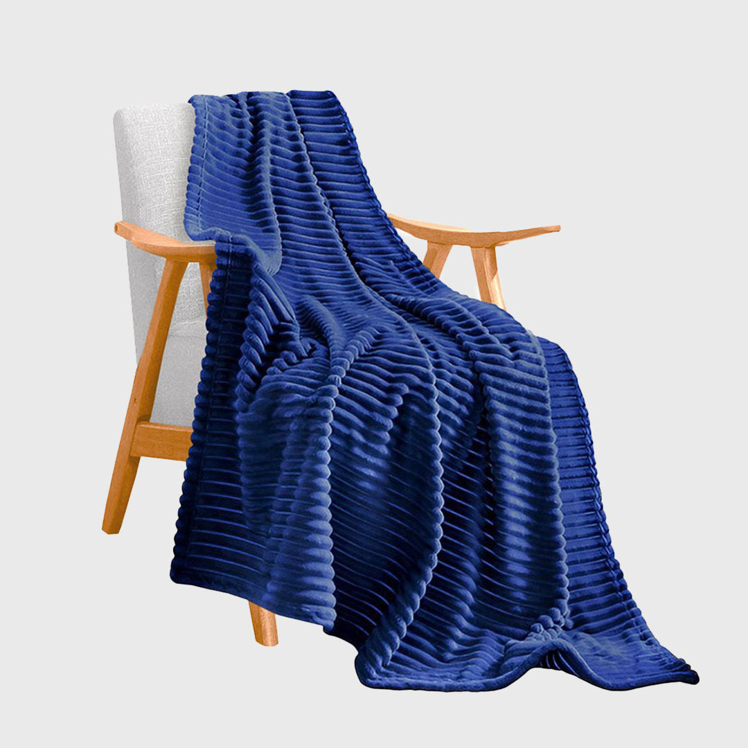 Blue Throw Blanket Warm Cozy Striped Pattern