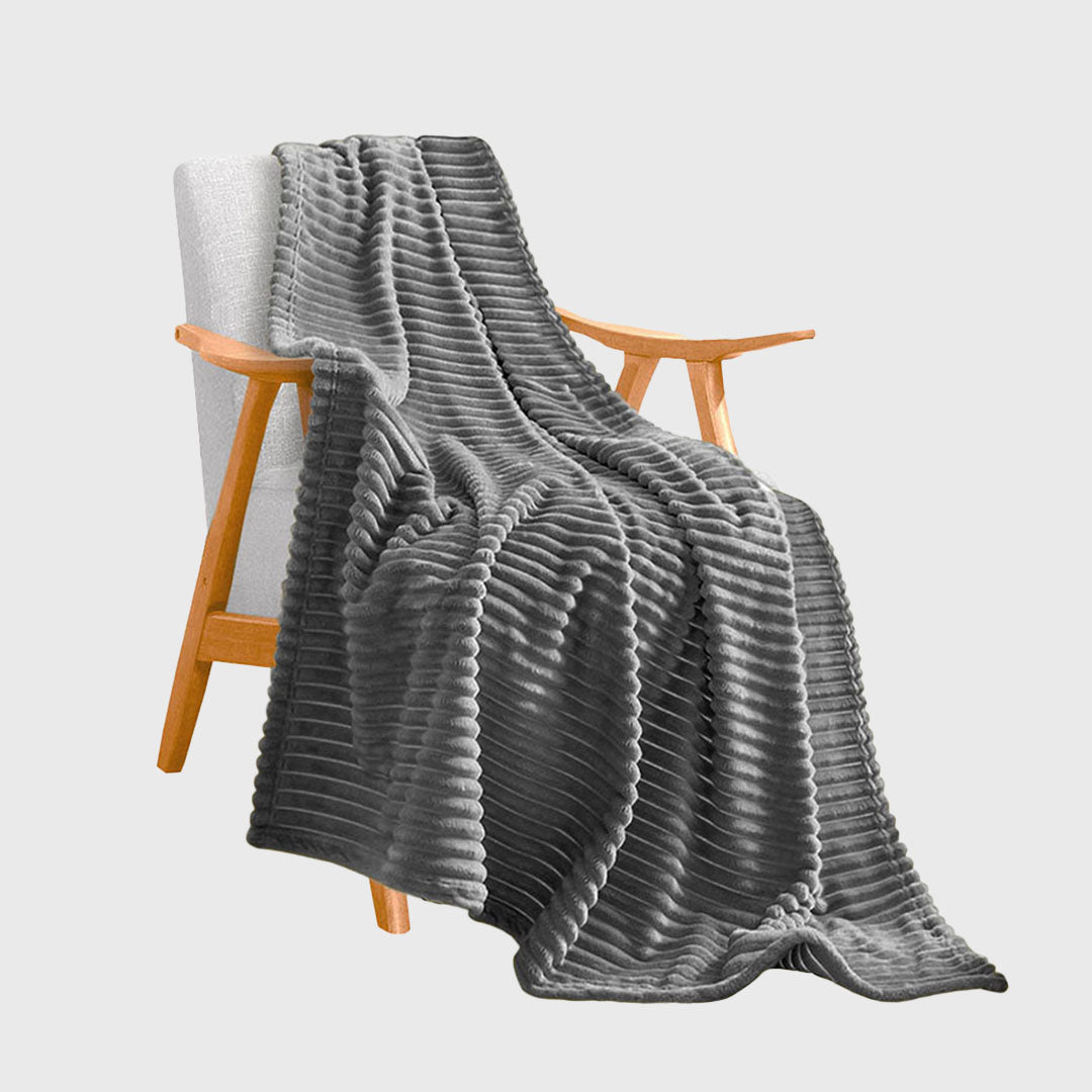 Grey Throw Blanket Warm Cozy Striped