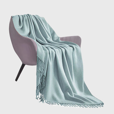 Grey Acrylic Knitted Throw Blanket