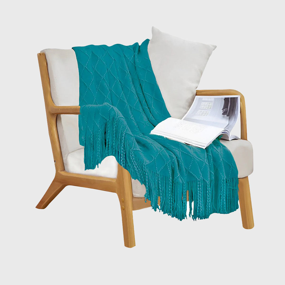 Teal Diamond Pattern Throw Blanket