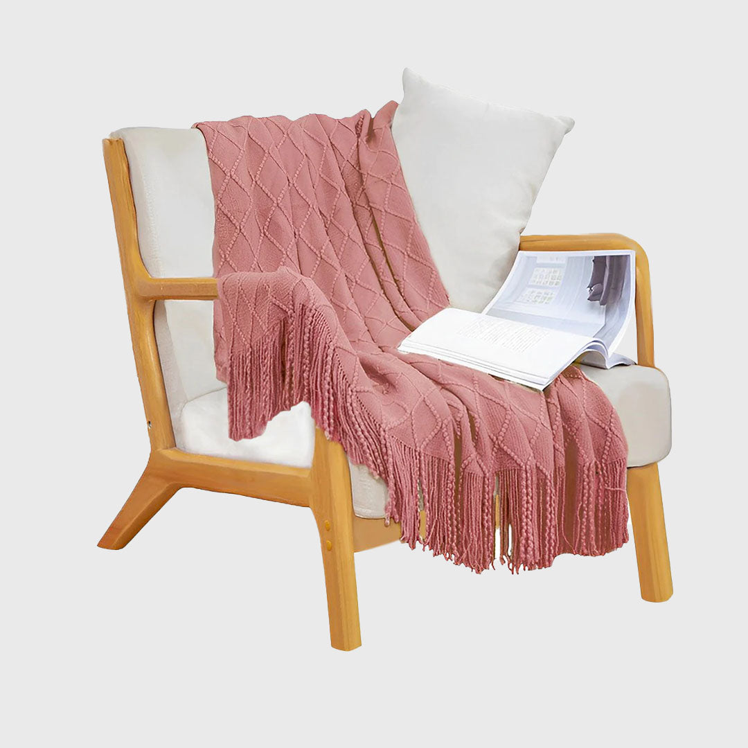 Pink Diamond Pattern Throw Blanket