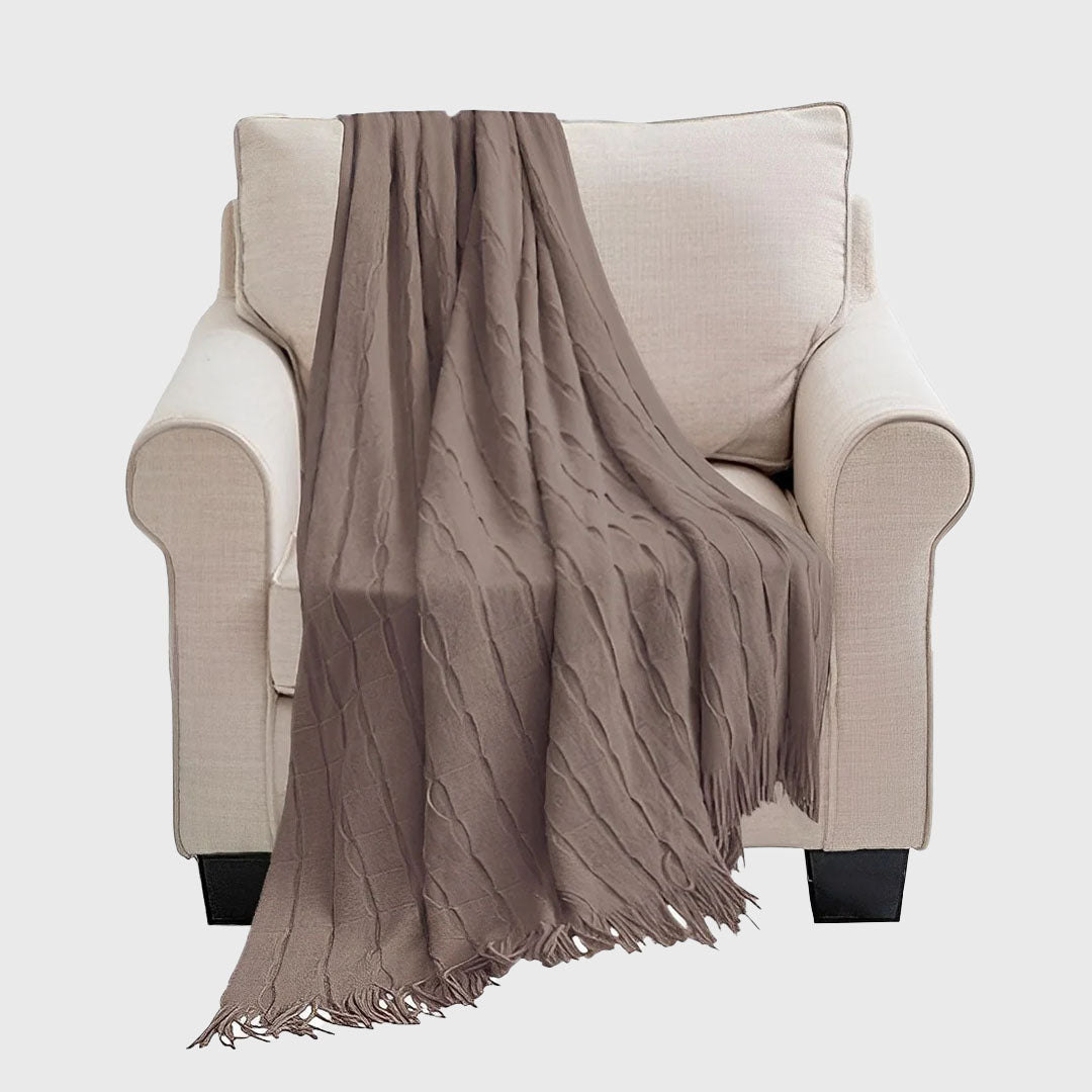 Coffee Textured Knitted Throw Blanket