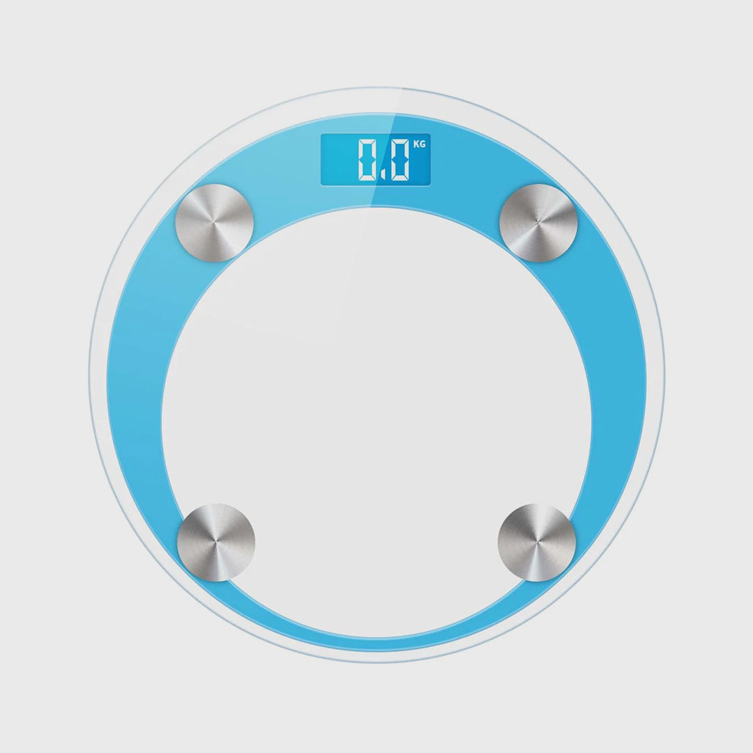 180kg Digital Glass LCD Scales Round Blue