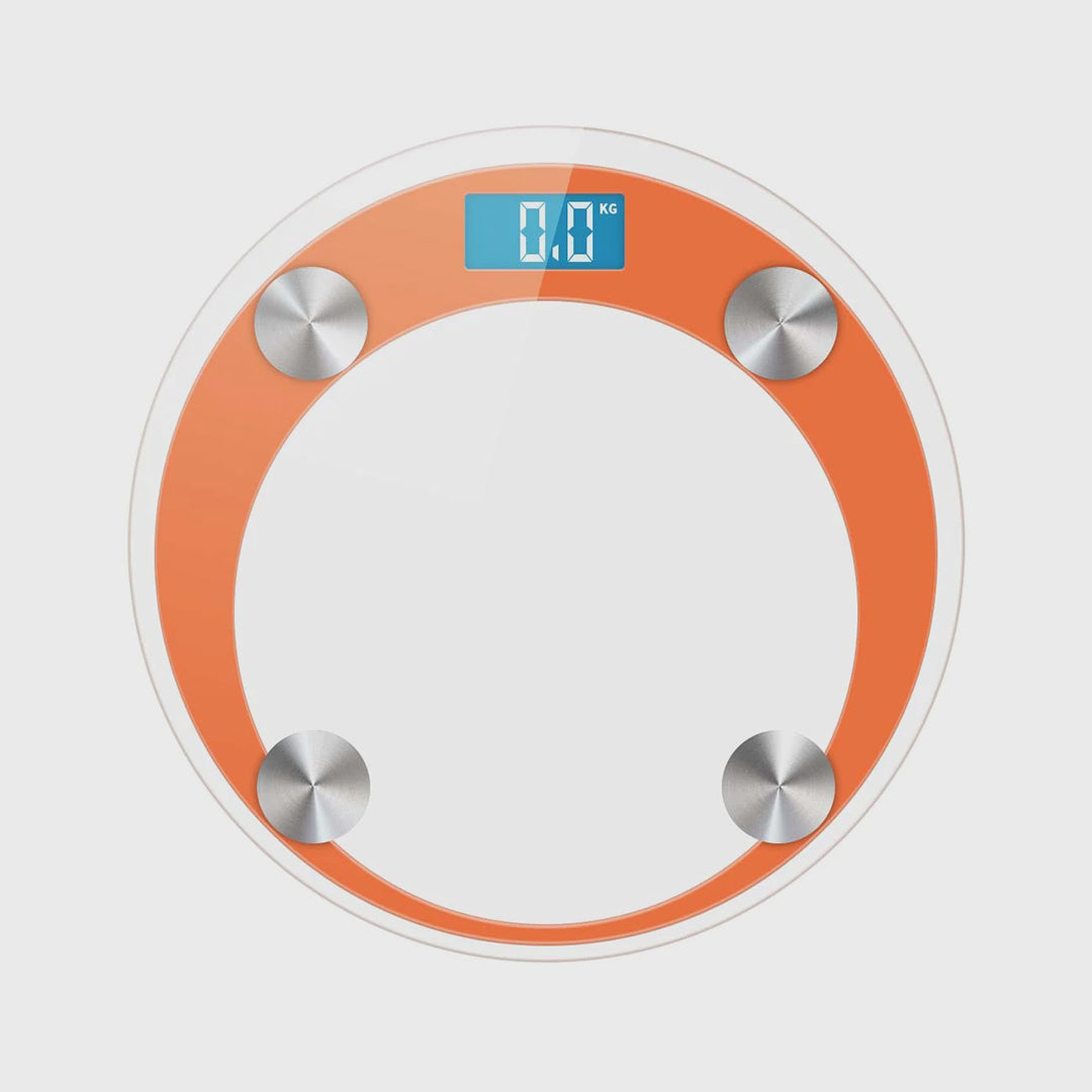 180kg Digital Glass LCD Scales Round Orange