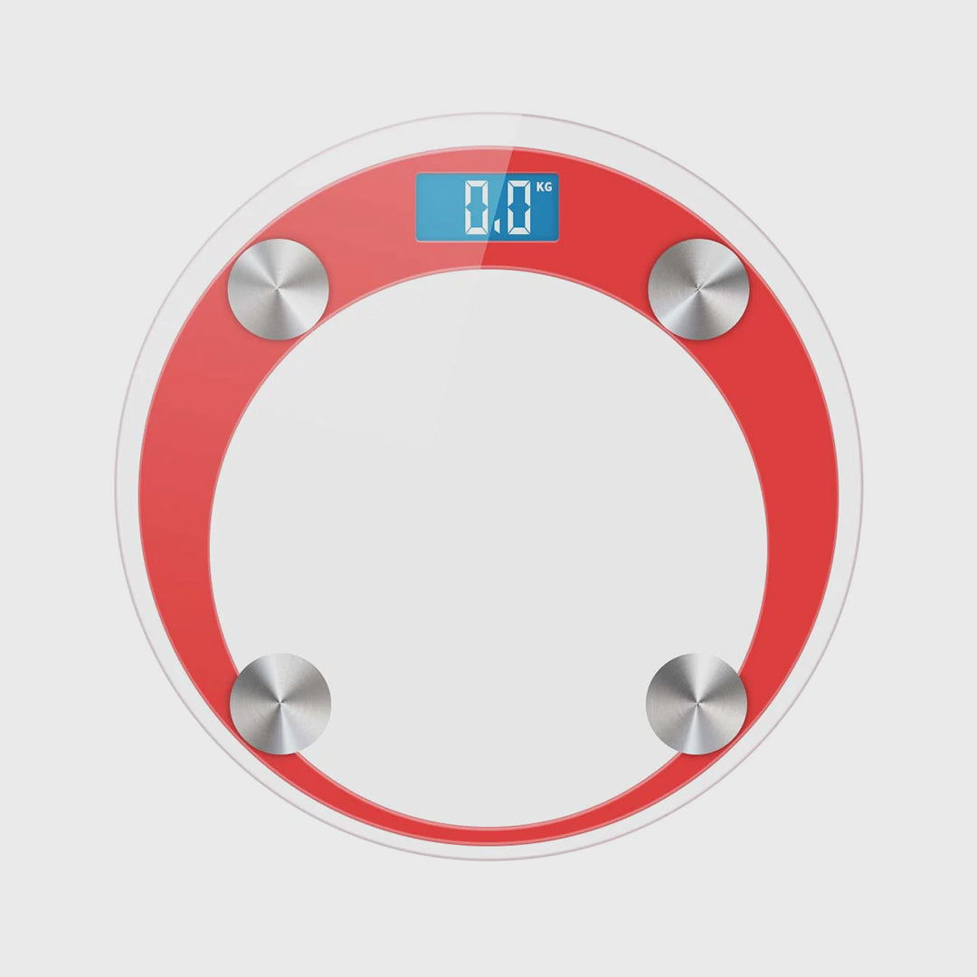 180kg Digital Glass LCD Scales Round Red