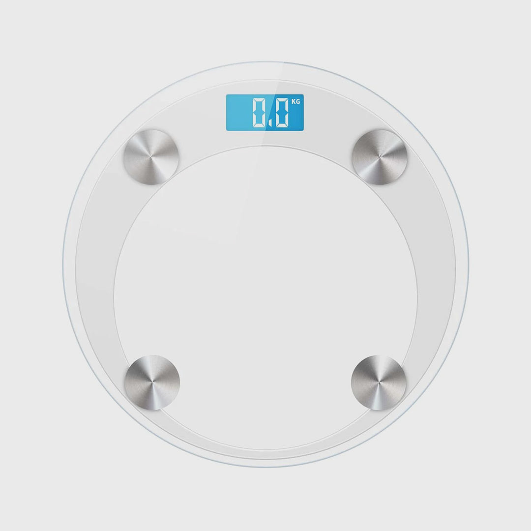 180kg Digital Glass LCD Scales Round White
