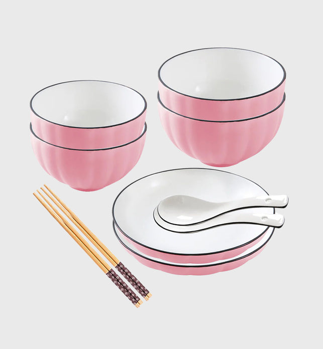 Pink Ceramic Dinnerware Set of 6