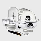 White Antler Printed Ceramic Dinnerware Set of 28
