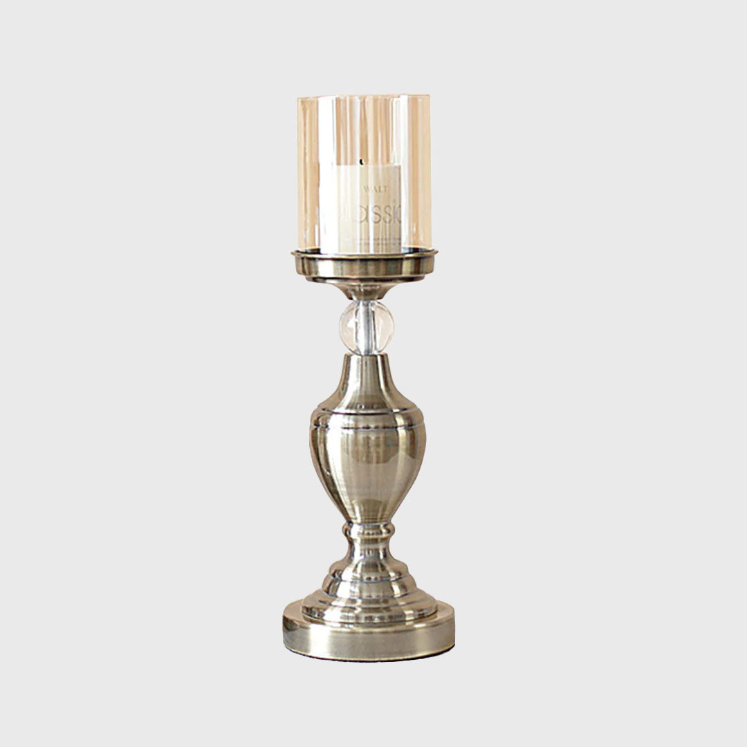 37.4cm Glass Candle Holder Iron Metal