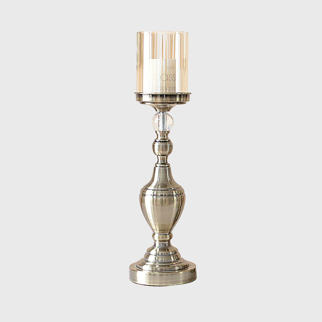 43.3cm Glass Candle Holder Iron Metal