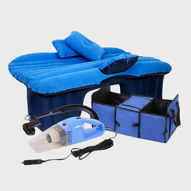 Portable Car Set Inflatable Air Bed Mattress Storage Organiser Handheld Vacuum Cleaner Blue