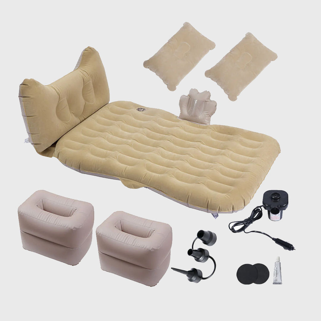 Beige Honeycomb Inflatable Car Mattress