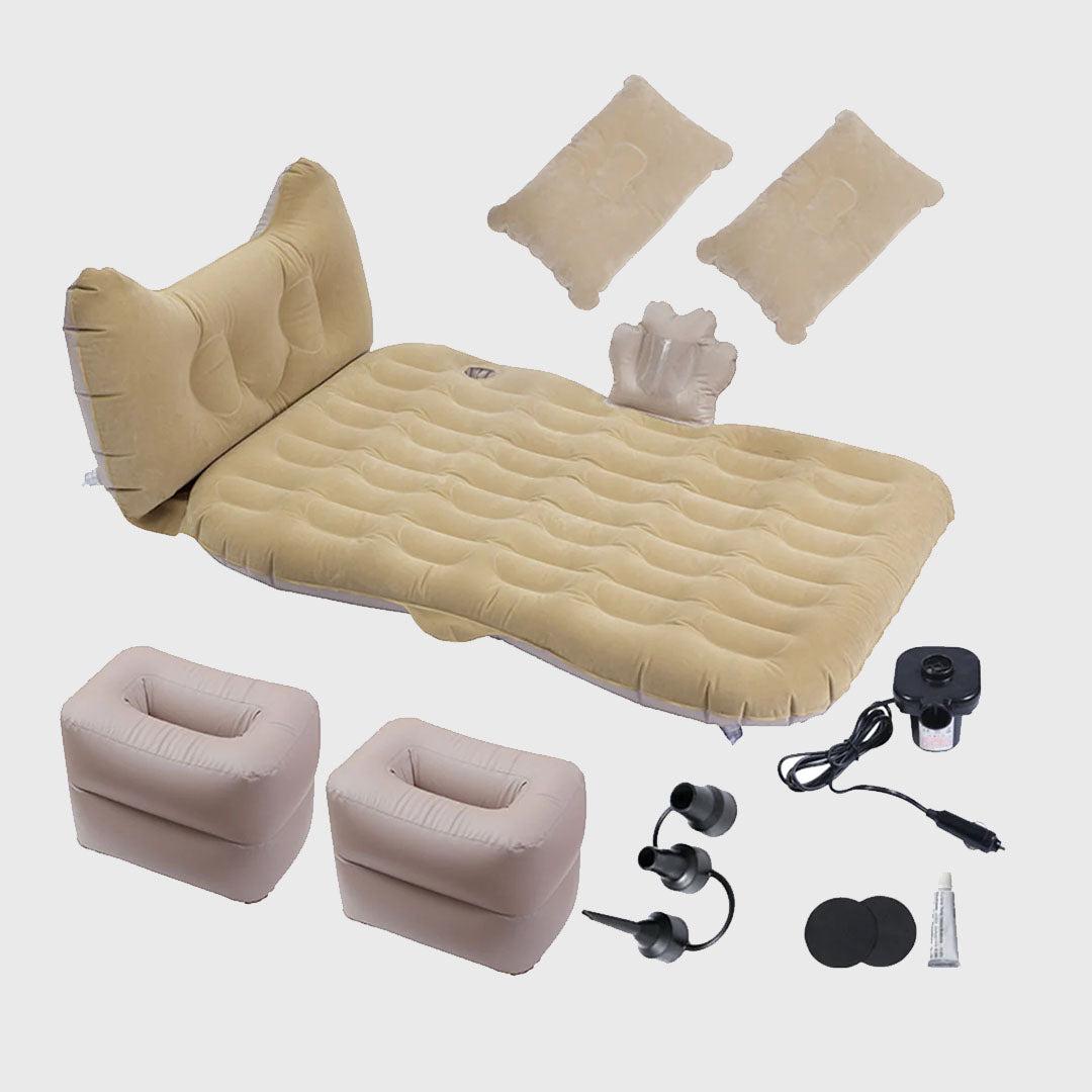 Beige Honeycomb Inflatable Car Mattress