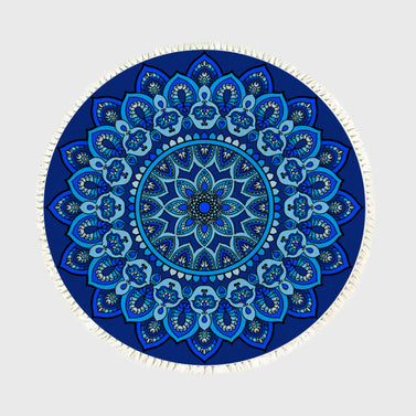 SOGA 90cm Blue Mandala Round Carpet for Living Room Bedroom Anti-slip Doormat Home Decor