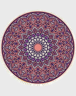 SOGA 90cm Purple Mandala Round Carpet for Living Room Bedroom Anti-slip Doormat Home Decor