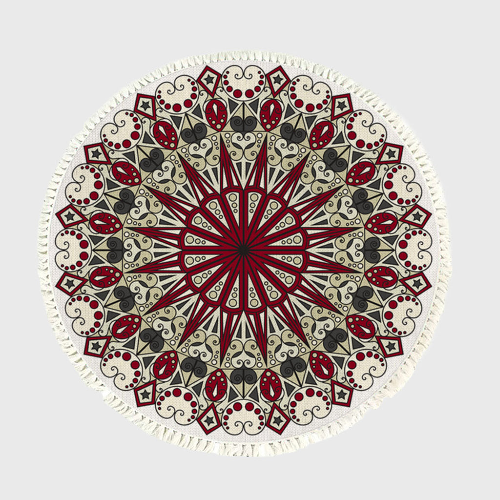 SOGA 120cm Mandala Modern Ethnic Tassel Print Anti-slip Doormat Home Decor
