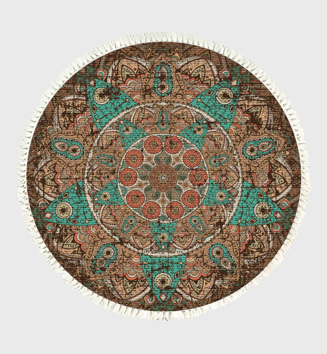 SOGA 90cm Mandala Round Area Thick Anti-slip Doormat Home Decor