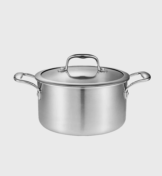 22cm Stainless Steel Soup Pot with Glass Lid